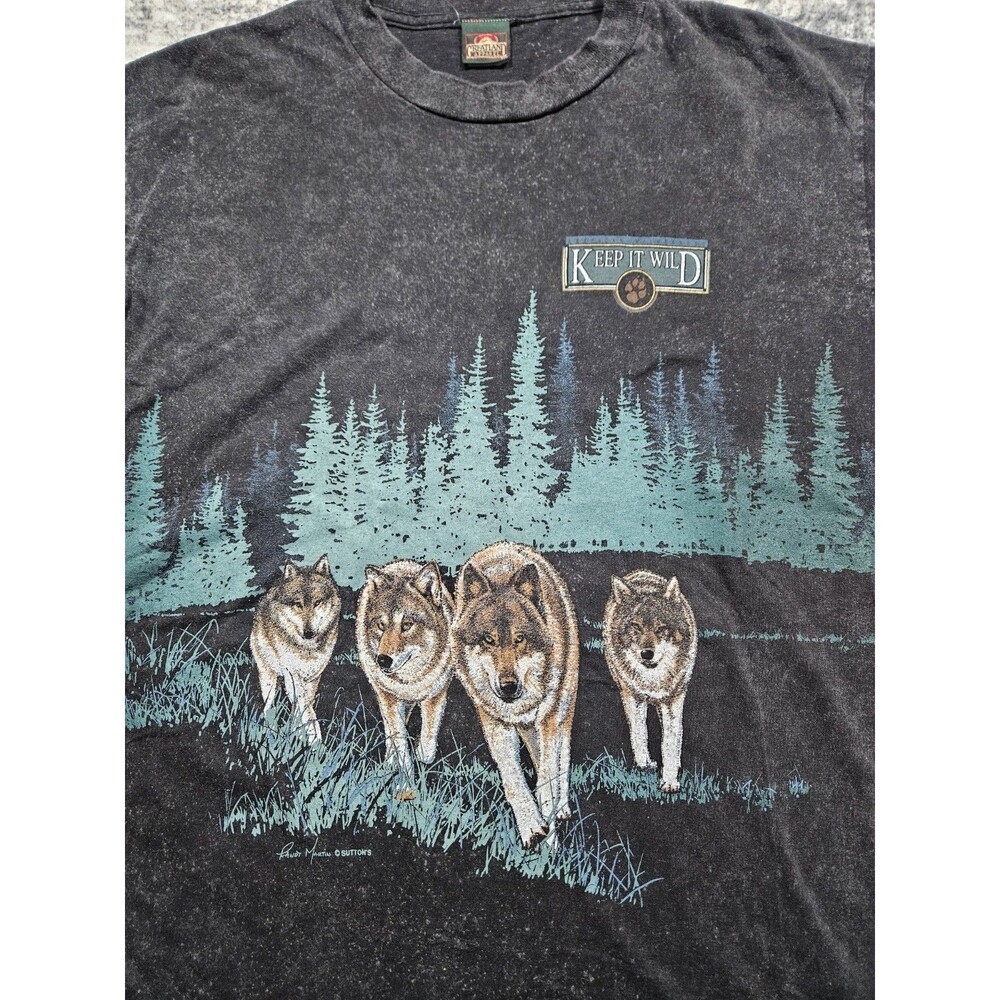 Greatland Apparel Sutton's Vintage TShirt SZ Large Keep it Wild Wolf Nature
